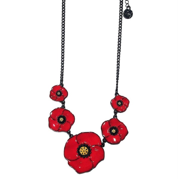 Collier Coquelicots Rouge - Lol Bijoux