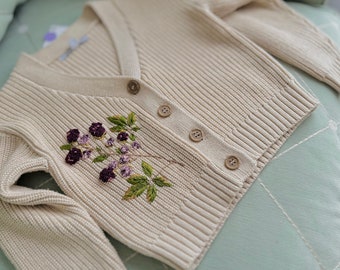 Handmade embroidery kid toddler cardigan