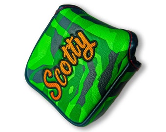 Premium Magnetic Scotty Golf Mallet or Blade Putter Head Cover - Zebra Camo