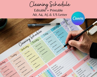 EDITABLE Cleaning Planner Checklist Cleaning Schedule Weekly Daily Chores Adhd Clean Home Household Planner Printable Monthly organization