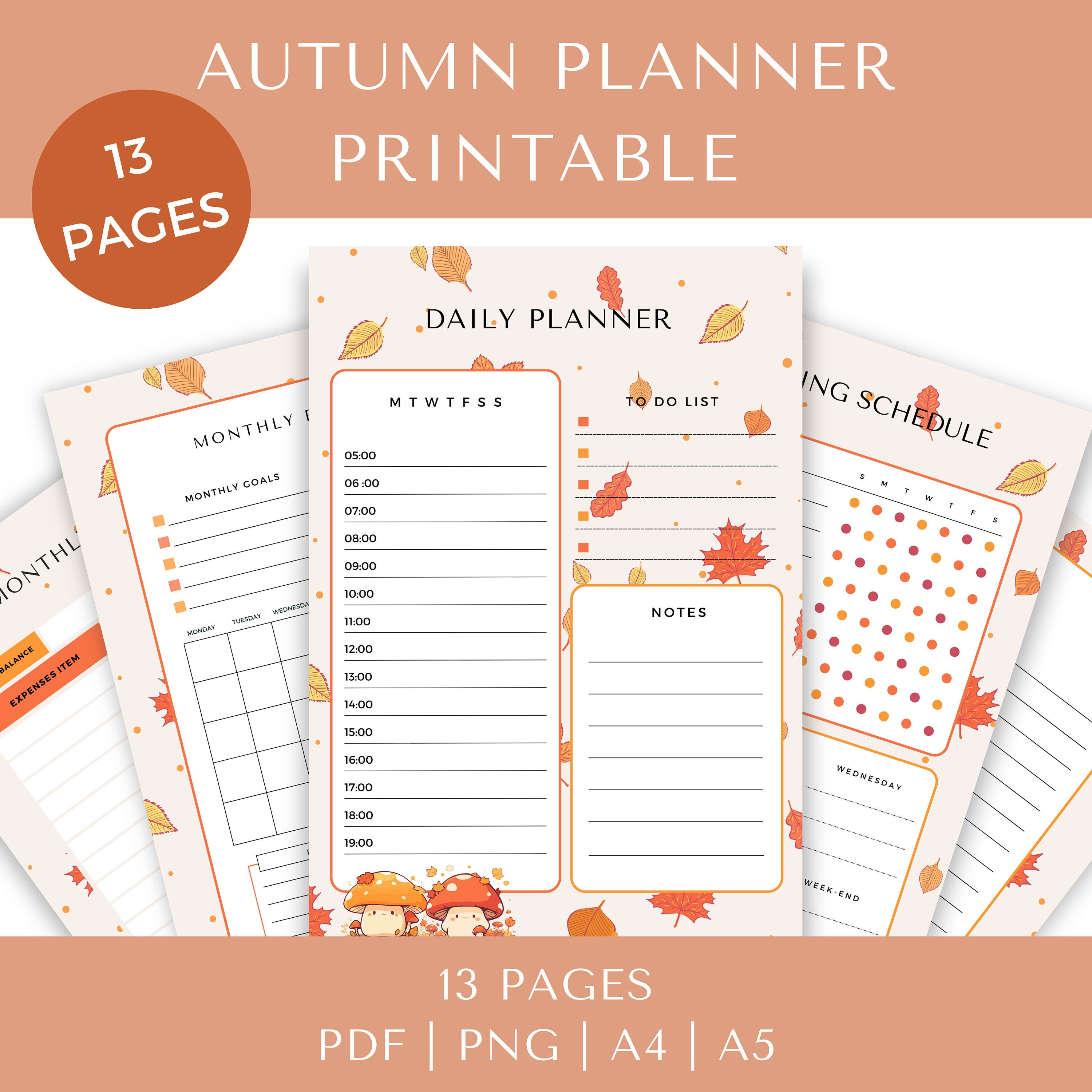 Autumn Planners Printable PDF PNG Fall Season Halloween - Etsy