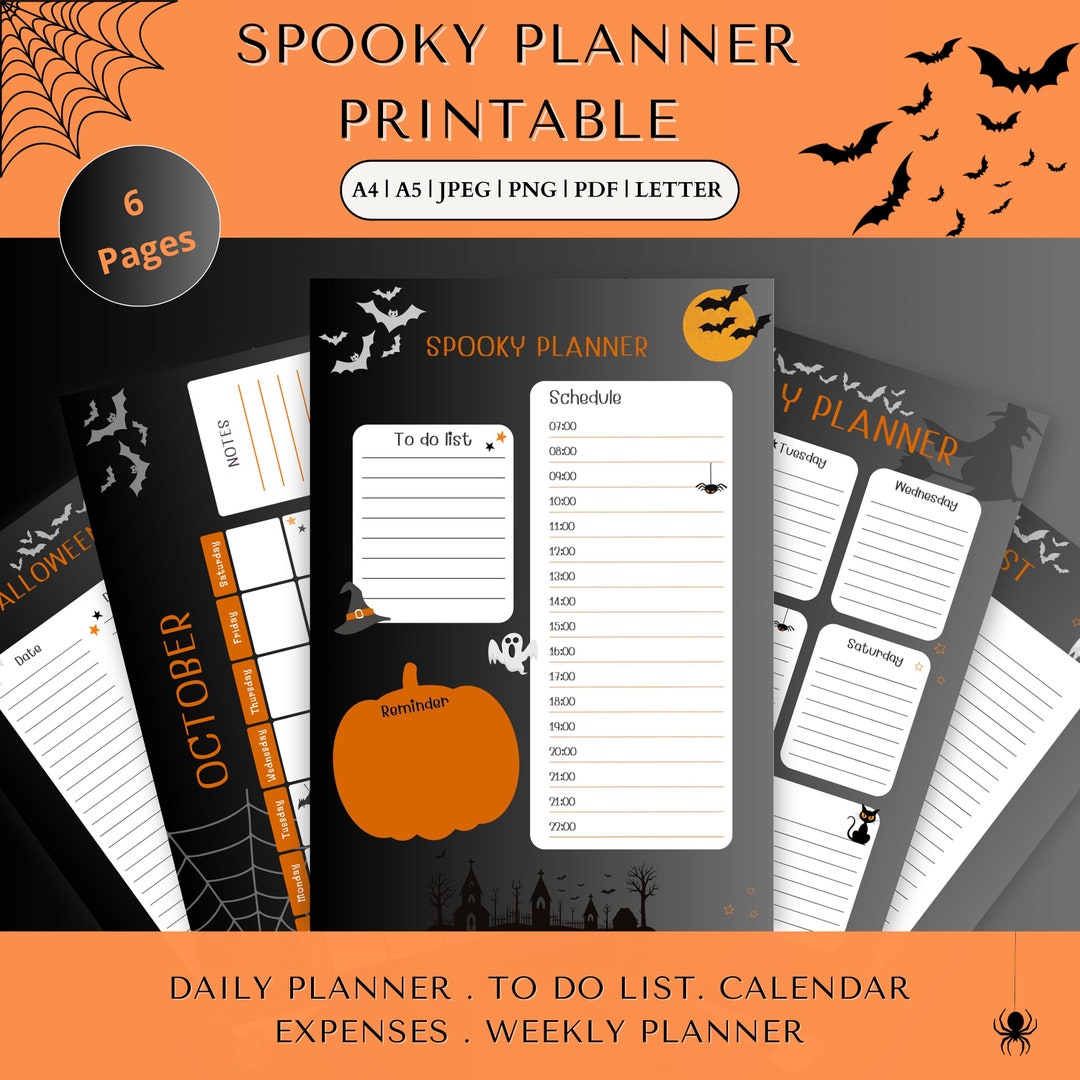 Halloween Planner Printable Daily Planner PDF JPEG to Do - Etsy