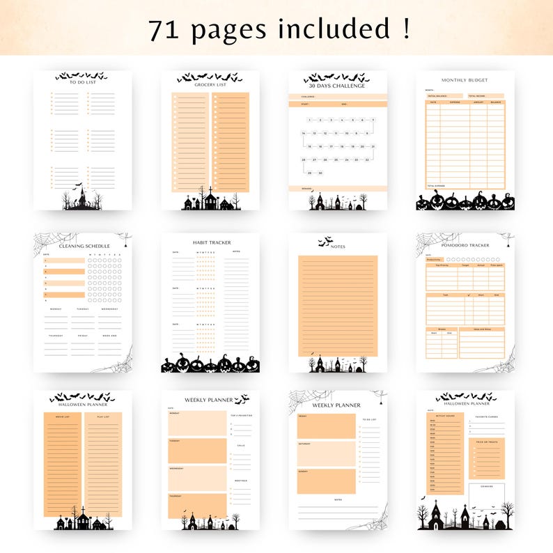 Halloween Planners Printable PDF, Daily Planner to Do List ...