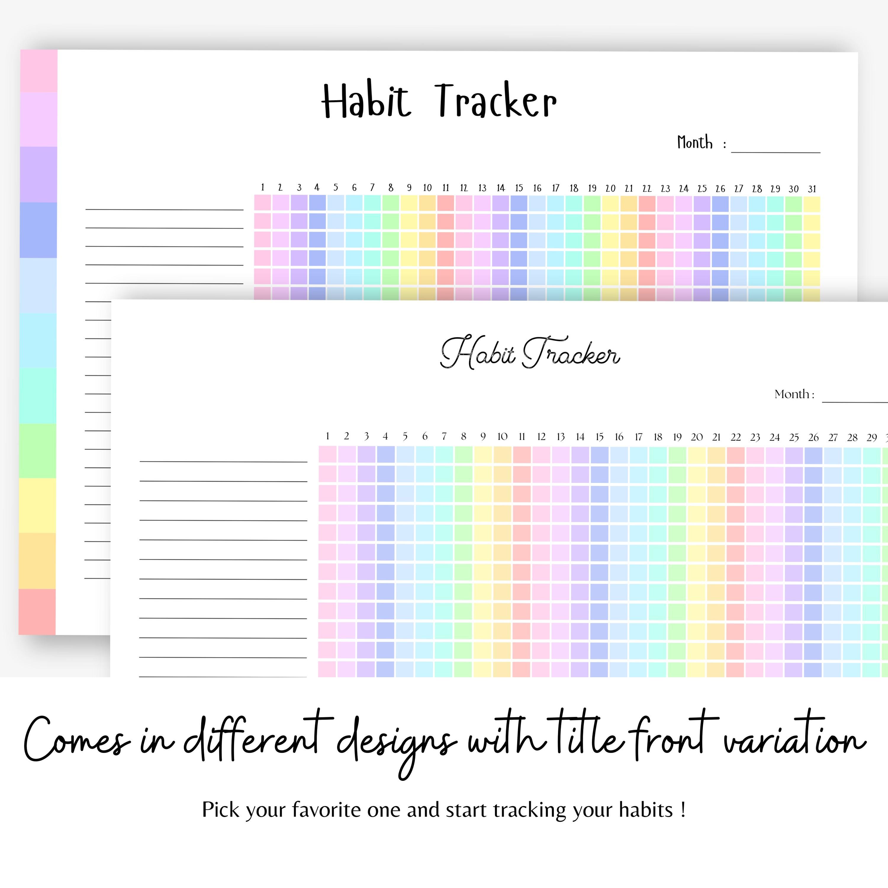 Monthly Habit Tracker Printable Planner PDF Rainbow A4 A5 Goal Tracker ...