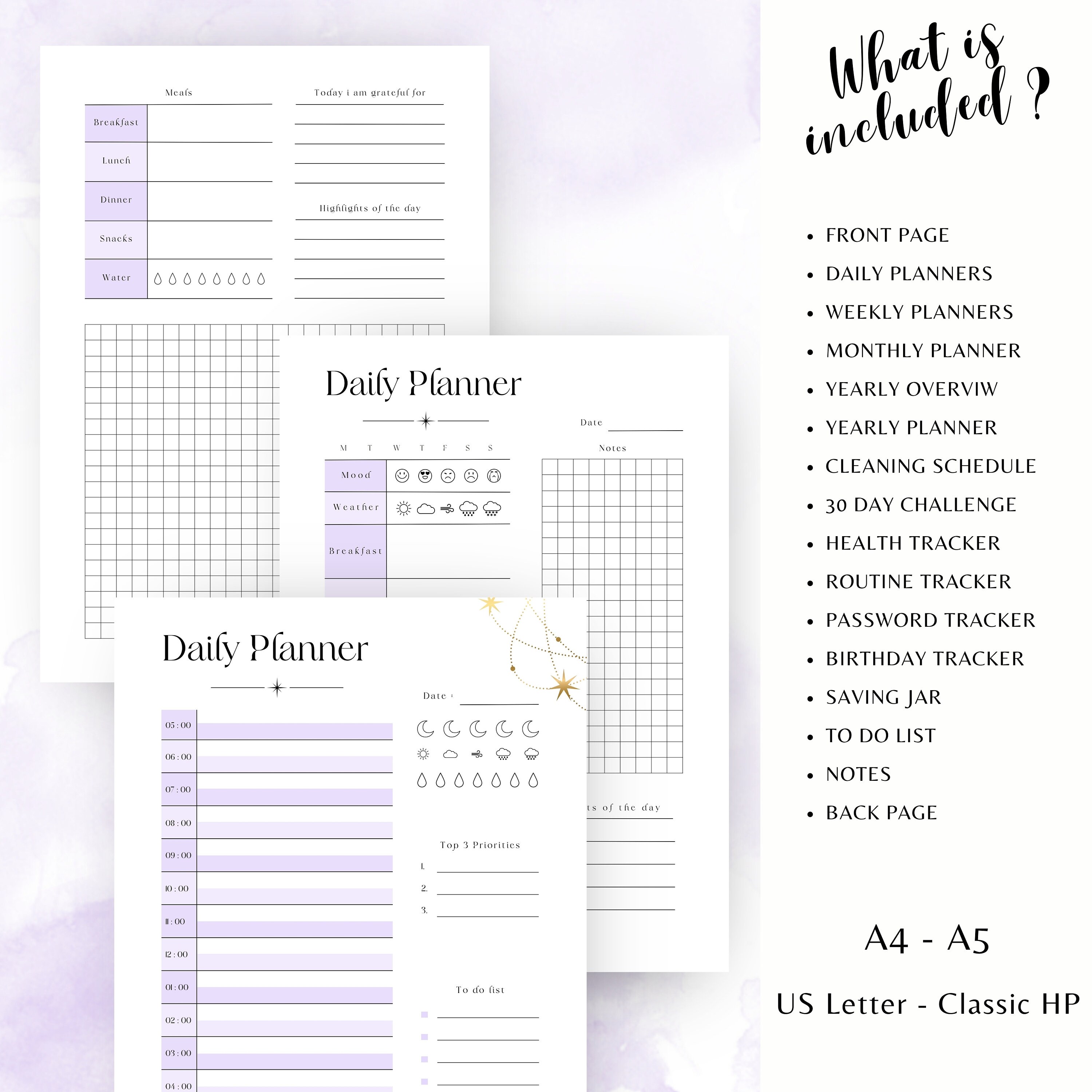 Implementing Mystical Routine Witchy Printable Planner Bundle Purple A5 Inserts, Mystical A4 Pages ...