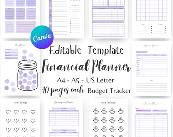 Editable Budget Planner Template , Printable Canva template , fully editable Budget Tracker, Witchy Financial Planner
