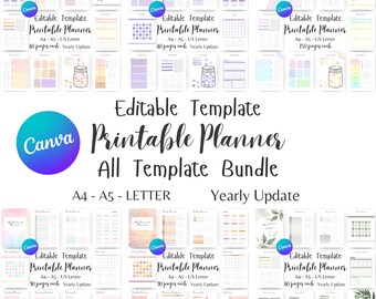 Ultimate Life Planner Printable Editable Bundle - Whole Shop Bundle Printable Planners - Canva Template  Planner - PDF Page A5 A4 Letter