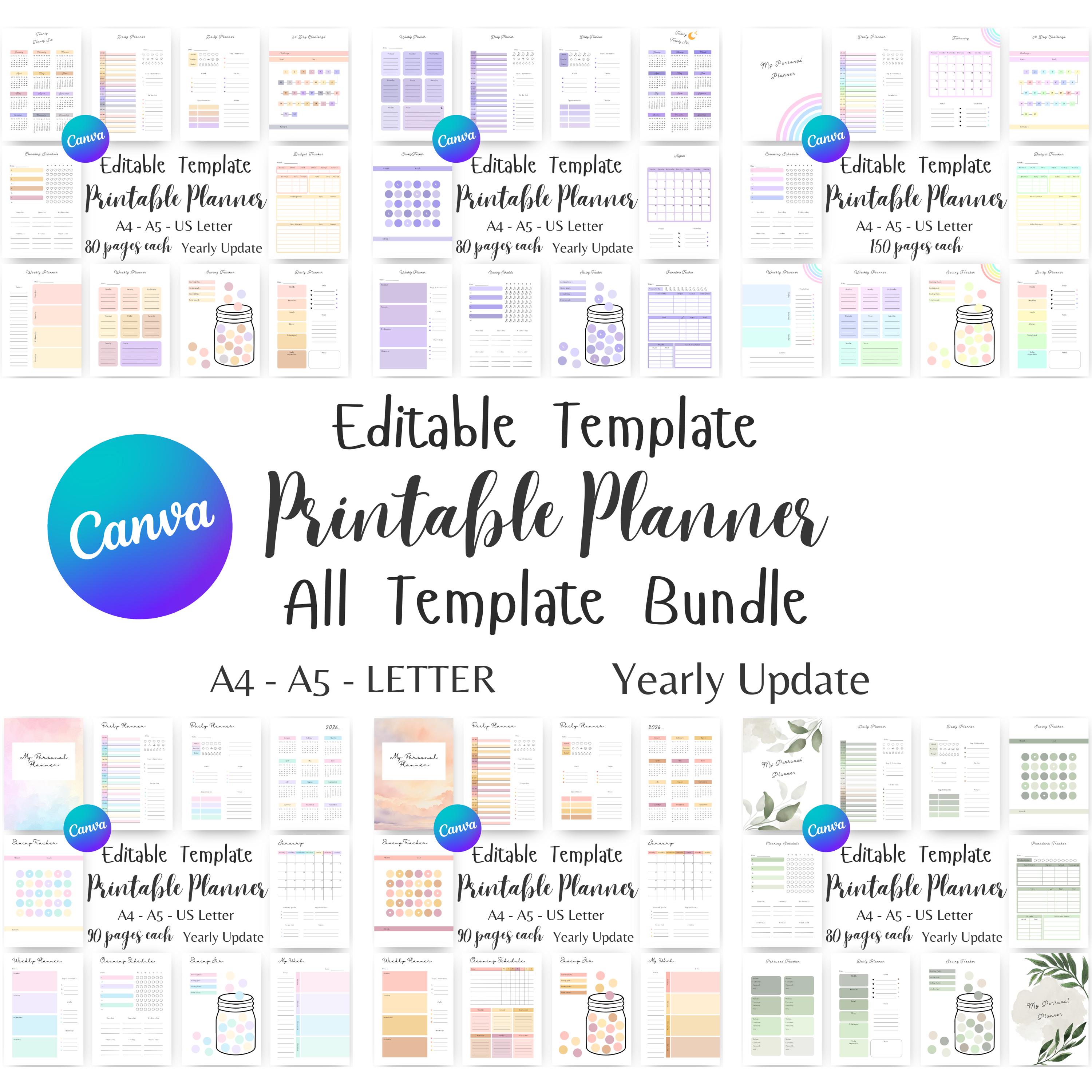 Ultimate Life Planner Printable Editable Bundle - Whole Shop Bundle ...