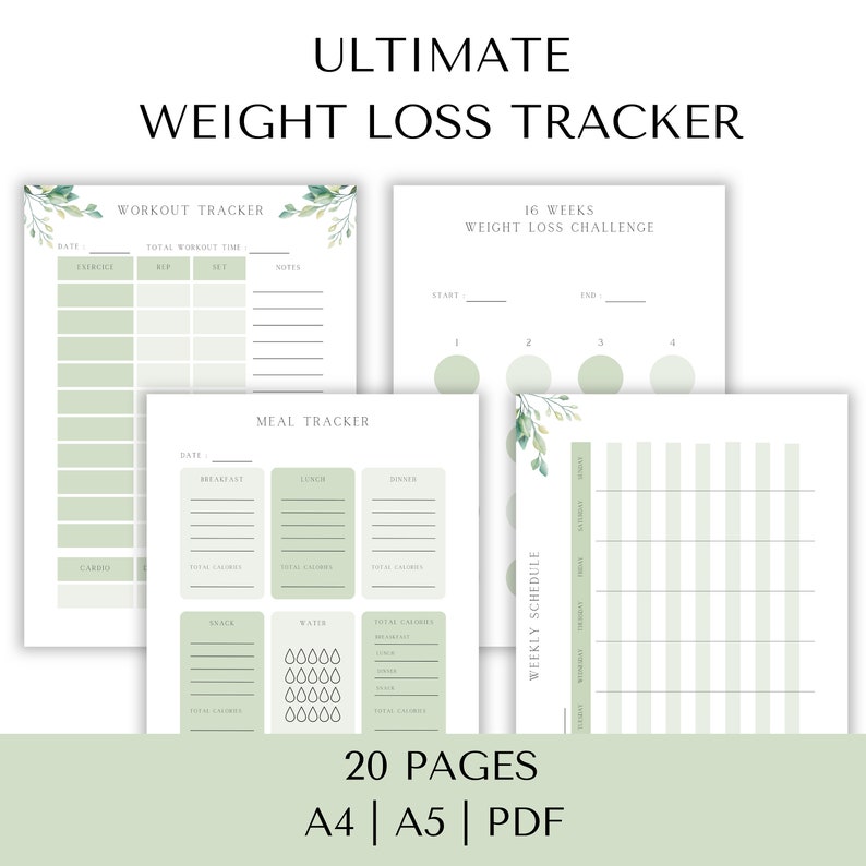 Ultimate Weight Loss Tracker Printable PDF A5 A4, Measurement, Calories ...