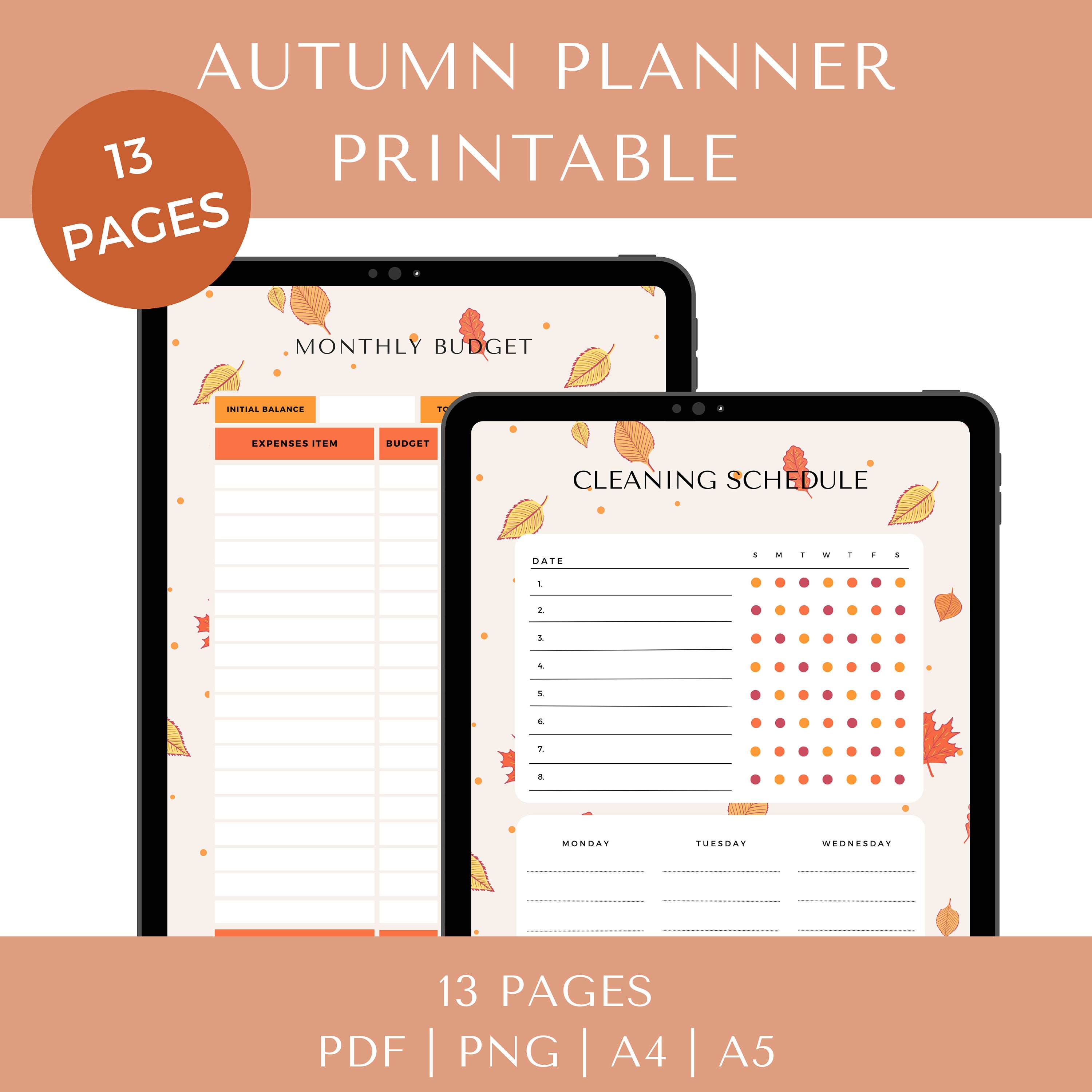 Autumn Planners Printable PDF PNG Fall Season Halloween - Etsy