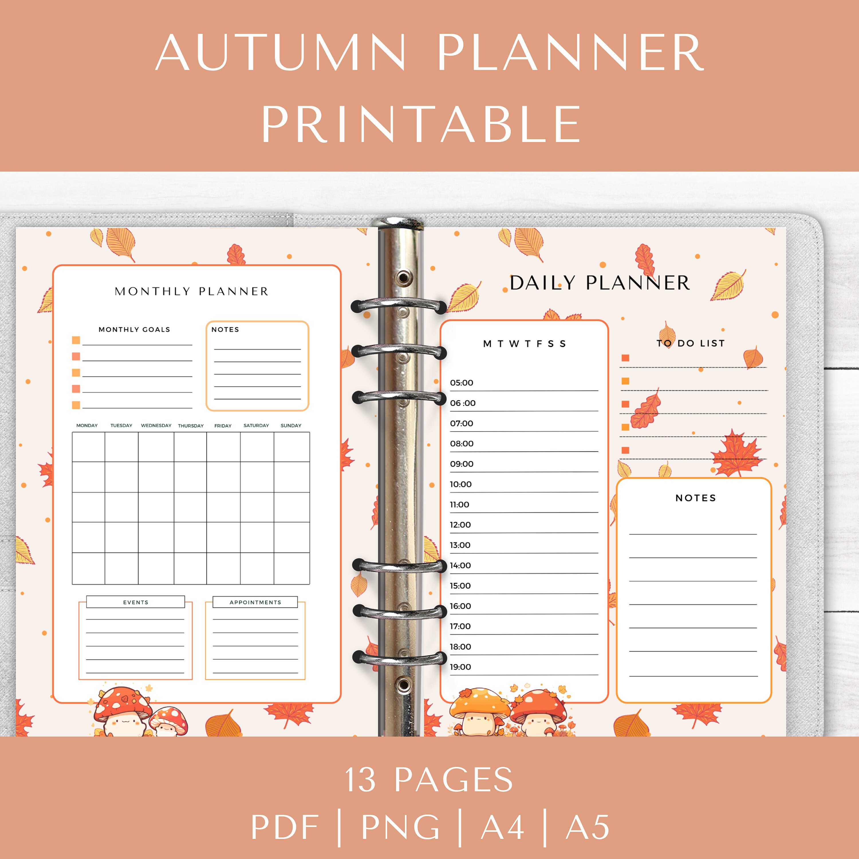 Autumn Planners Printable PDF PNG Fall Season Halloween - Etsy