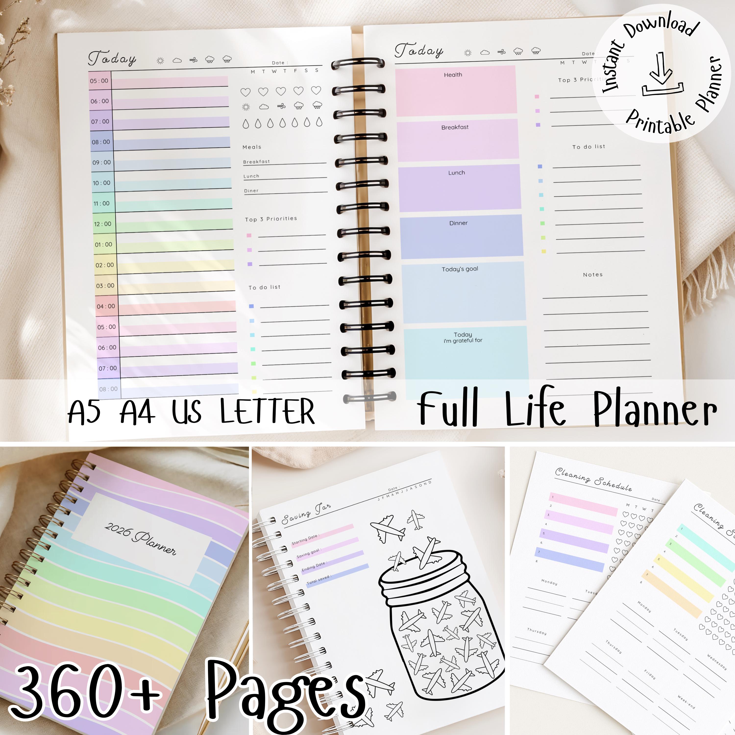 Ultimate Life Planner Bundle: 360+ 2026 PRINTABLE Pages, Daily, Weekly ...