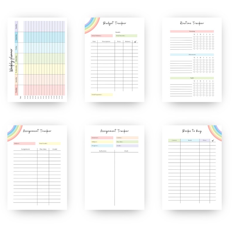 Study Planner Printable PDF Bundle Students Planner Set College Essay ...