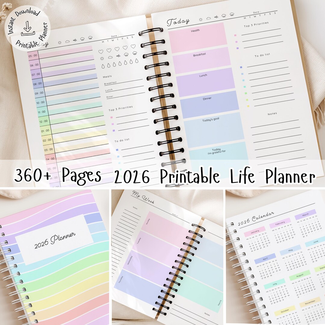 Ultimate Life Planner Bundle : 360+ Printable Planner 2026 , Daily ...