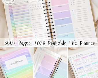 Ultimate Life Planner Bundle : 360+ Printable Planner 2026 , Daily, Weekly, Monthly, Yearly Planner template, A4 A5 LETTER, Productivity