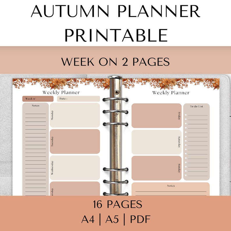Autumn Planners Printable PDF, Fall Season Halloween, Daily Planner to ...