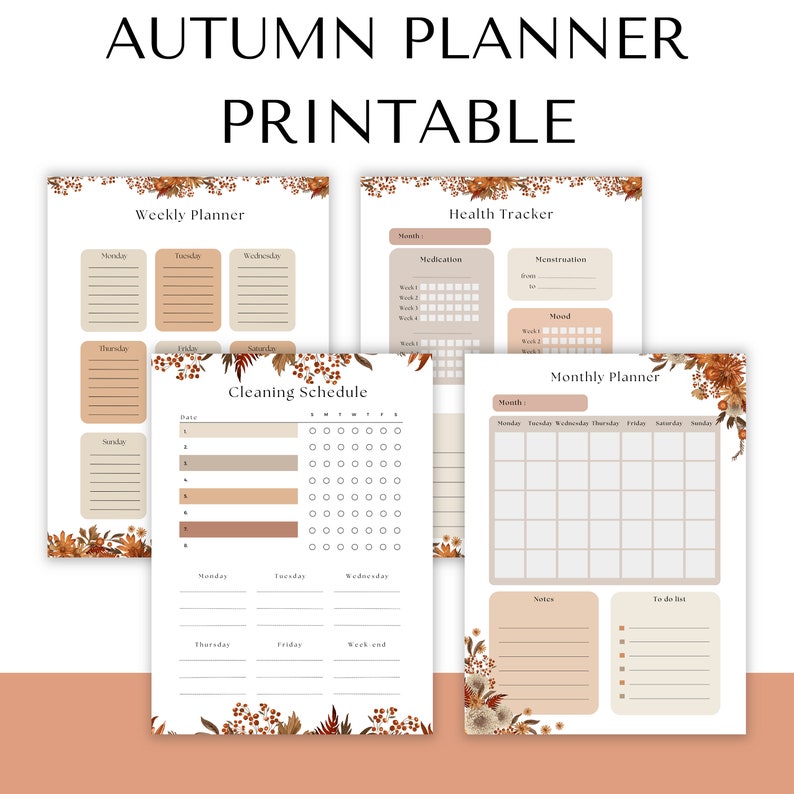 Autumn Planners Printable PDF, Fall Season Halloween, Daily Planner to ...