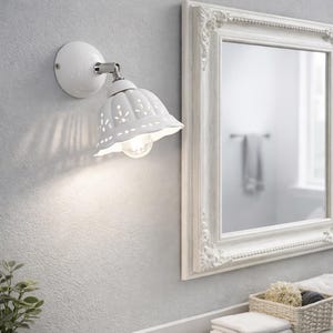 Applique rétro en céramique blanche Como |Ferroluce | Luminaires en