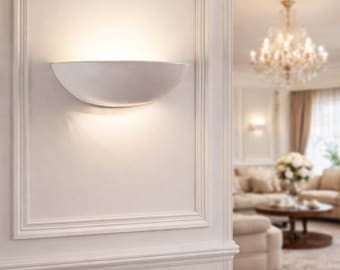 TOSCANA White Aged Ceramic Wall Sconce  30 cm – Handmade Ceramic Wall Light – Farmhouse Vintage Italian Wall Lamp – ceramic wall sconce