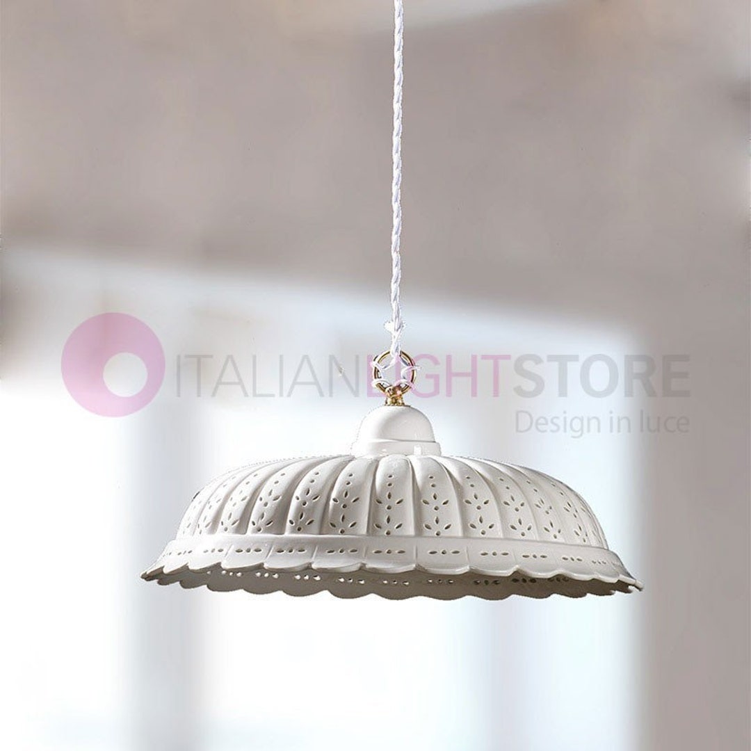 Lampadario Sospensione In Ceramica Siciliana Stile Rustico - Per Cucina, Ingresso, Taverne - Foto 7