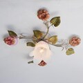 SPRING Ceiling Lamp Chandelier in Decorated Iron and Alabaster Glass Floral Style Classic Lighting Made in Italy
