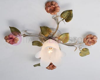 SPRING Handcrafted Ceiling Light with Alabaster Glass Flower – 1 Light | Romantic Shabby Chic Style | Made in Italy