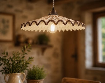 VANIA Keramische Hanglamp Rustiek Country Stijl – rustieke landelijke kroonluchter vintage shabby chic lamp Made in Italy