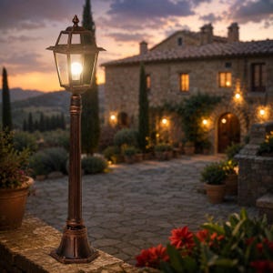 ARTEMIDE Trädgårdslampa i aluminium Tillverkad i Italien - Rustik vintage trädgårdslampa med lykta - Utomhusbelysning