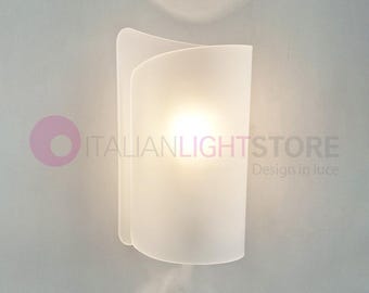 PAPIRO Wall Lamp Applique Modern Design Curved Satin Glass - Wall Lighting Bedroom Living Room Entrance Made in Italy