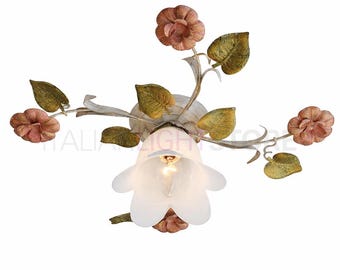 SPRING Handcrafted Ceiling Light with Alabaster Glass Flower – 1 Light | Romantic Shabby Chic Style | Made in Italy