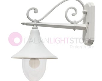AURORA Outdoor Wall Applique Lamp Classic White Lantern in Aluminum IP43 - Made in Italy