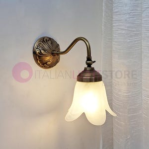 BRETAGNA Handmade Brass Wall Sconce with Alabaster Glass Shade – Vintage Italian Wall Light – mirror wall lamp - sconce picture light