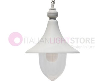 AURORA Outdoor Pendant Lamp Classic White Lantern in Aluminum IP43 - Made in Italy