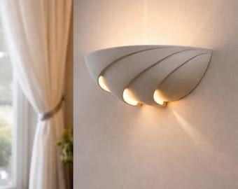 MARINA Paintable Ceramic Wall Sconce – Modern Wall Light Made in Italy – E27 Wall Lamp – Customizable Plaster Finish – Interior Lighting