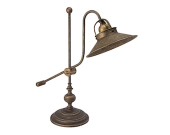 CASOLARE Handgefertigte Messing-Tischlampe – Klassisch Rustikaler Stil mit Schwenkarm – Vintage-Beleuchtung Made in Italy