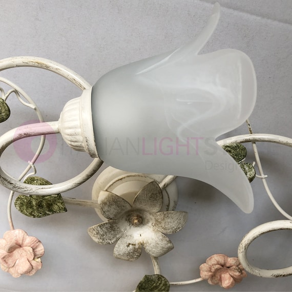 PLAFONNIER CLASSIQUE FER Forgé Blanc Shabby Chic 3 Lumières bon-562 EUR 284,70 - FR