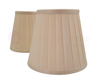 Set of 2 Ivory Pleated Fabric Lampshades – Replacement Shades for Chandeliers and Wall Lights – Shabby Chic Vintage Style