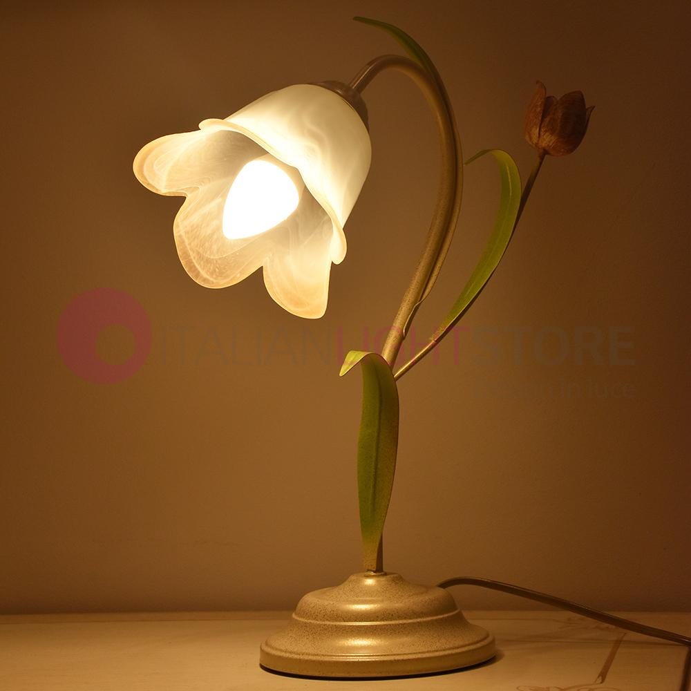 FLORA Table Lamp Abat-jour in Decorated Iron and Amber Glass Classic Floral  Style Lighting Made in Italy - Etsy
