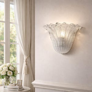 CASANOVA Vintage Classic Wall Lamp in White Metal and Decorated Murano Glass – Handmade Lighting Made in Italy image 1