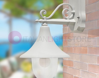 AURORA Outdoor Wall Applique Lamp Classic White Lantern in Aluminum IP43 - Made in Italy