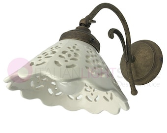 VOLTERRA Rustic Country Brass and Ceramic Wall Lamp