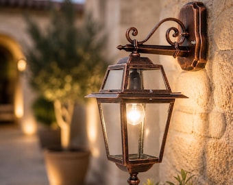 ARTEMIDE Buiten Wandlamp Lantaarn Handgemaakt Made in Italy – Vintage Koper Aluminium Wandlamp, Up & Down Verlichting, Klassieke Buitenlamp