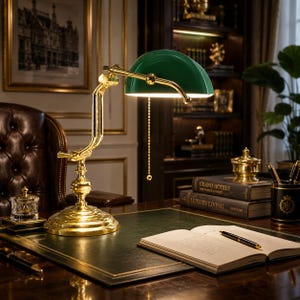 Green gold bankers lamp
