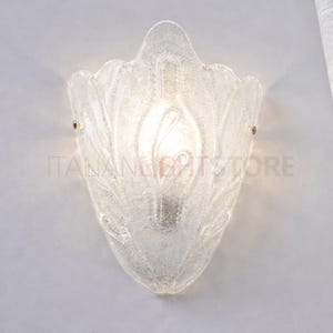 BUCINTORO Murano Glass Wall Sconce – Classic Wall Lamp with Leaf Design – Handmade Lighting Made in Italy image 3