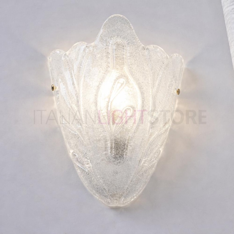 BUCINTORO Murano Glass Wall Sconce – Classic Wall Lamp with Leaf Design – Handmade Lighting Made in Italy image 3