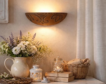 TOSCANA Aplique Rústico Toscano 30 cm – Lámpara de Pared de Cerámica Artesanal – Estilo Campestre Vintage – Made in Italy