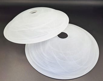 DUNA – Set of 2 Alabaster White Glass Lamp Shades Ø30 cm – 4 cm Hole for E27 Socket – Replacement Shades for Ceiling Lights and Chandeliers