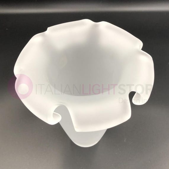 OSALADI Paralume Smerigliato A Forma Di Fiore Per Lampadario E27 - Copertura In Vetro Bianco, Stile Moderno, 12,5x13 Cm