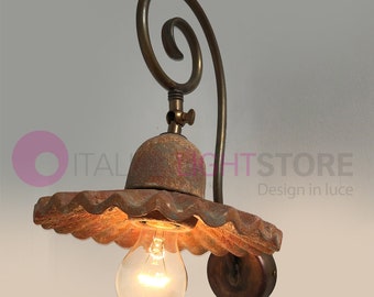 TUSCANY Wall Lamp in Brass and Ceramic Decorated Tile Tuscan Rustic Design Lighting Kitchen Tavern Farmhouse Casale