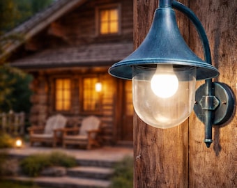 BARCHESSA Outdoor Wall Lamp, Classic Aluminum Lantern, IP43 - Made in Italy